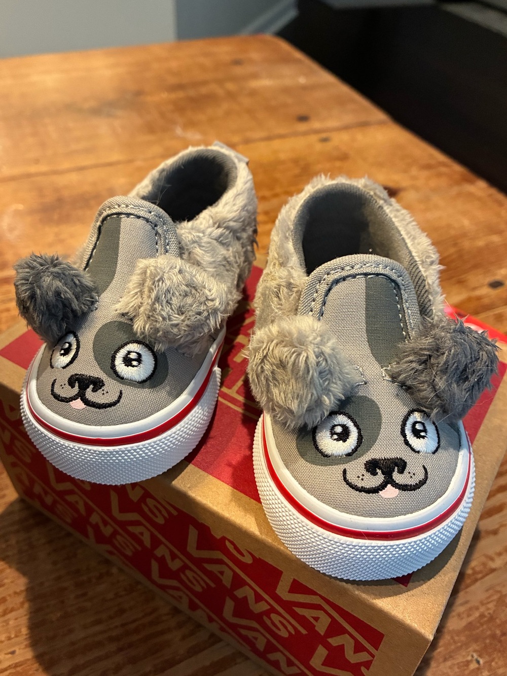 Vans Asher V Dogspot Grey slip-on toddler “Puppy” shoes
